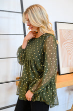 Load image into Gallery viewer, Coya Metallic Dot Tiered Blouse in Olive