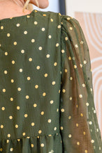 Load image into Gallery viewer, Coya Metallic Dot Tiered Blouse in Olive