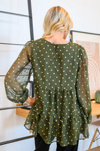 Load image into Gallery viewer, Coya Metallic Dot Tiered Blouse in Olive