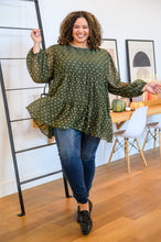 Load image into Gallery viewer, Coya Metallic Dot Tiered Blouse in Olive