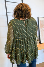 Load image into Gallery viewer, Coya Metallic Dot Tiered Blouse in Olive
