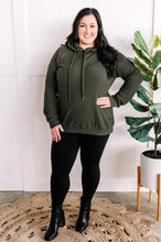 Load image into Gallery viewer, Thermal Pullover Hoodie With Zipper Detail In Olive