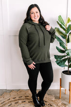 Load image into Gallery viewer, Thermal Pullover Hoodie With Zipper Detail In Olive
