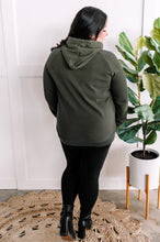 Load image into Gallery viewer, Thermal Pullover Hoodie With Zipper Detail In Olive