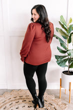 Load image into Gallery viewer, V Neck Top With Smocked Sleeve Detail In Urban Rose