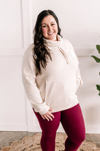 Load image into Gallery viewer, Textured Funnel Neck Pullover In Heathered Beige