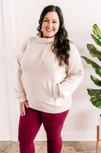 Load image into Gallery viewer, Textured Funnel Neck Pullover In Heathered Beige