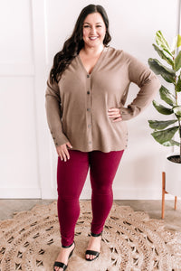 Light Cardigan With Button Detail In Mocha