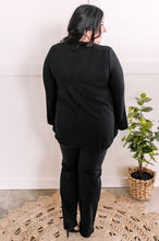 Load image into Gallery viewer, V Neck Fit &amp; Flare Sweater Knit Top In Black