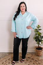 Load image into Gallery viewer, Ribbed Knit Button Front Top In Minty Blue