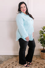 Load image into Gallery viewer, Ribbed Knit Button Front Top In Minty Blue