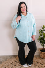 Load image into Gallery viewer, Ribbed Knit Button Front Top In Minty Blue