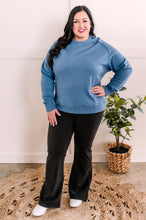 Load image into Gallery viewer, Crewneck Pullover With Sweater Knit Detail In Dusty Blue