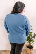 Load image into Gallery viewer, Crewneck Pullover With Sweater Knit Detail In Dusty Blue