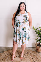 Load image into Gallery viewer, Sleeveless Shift Dress With Pockets In Teal, Yellow &amp; Ivory Florals