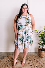 Load image into Gallery viewer, Sleeveless Shift Dress With Pockets In Teal, Yellow &amp; Ivory Florals