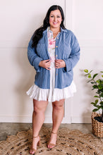 Load image into Gallery viewer, Ribbed Knit Button Front Top In Cornflower Blue