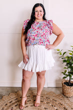 Load image into Gallery viewer, Ruffle Detail Shoulder Blouse In Pink &amp; Blue Florals