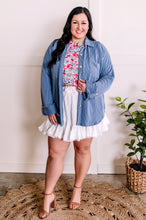 Load image into Gallery viewer, Ruffle Detail Shoulder Blouse In Pink &amp; Blue Florals