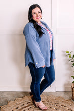 Load image into Gallery viewer, Ribbed Knit Button Front Top In Cornflower Blue