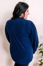 Load image into Gallery viewer, Cashmere Soft Button Sleeve Detailed Top In Royal Navy