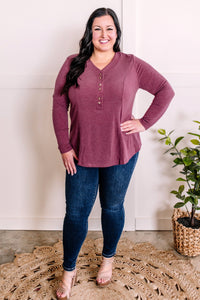 Flattering Seam Lines V Neck Button Top In Sugar Fairy