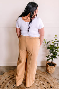 Soft, Wide Leg Cargo Pants With Pockets In Muted Marigold