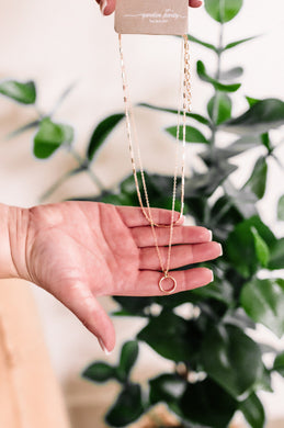 Double Layered Necklace With Ring Charm Detail In Warm Gold