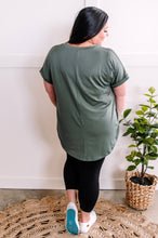 Load image into Gallery viewer, V Neck Short Sleeve Top With Pocket Detail In Sage