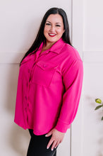 Load image into Gallery viewer, Button Down Stretchy Shacket In Malibu Pink