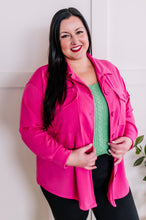 Load image into Gallery viewer, Button Down Stretchy Shacket In Malibu Pink