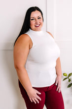 Load image into Gallery viewer, Ribbed Mock Neck Sleeveless Top In Fresh White