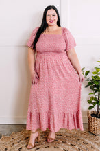 Load image into Gallery viewer, Smocked Midi Dress In Pink Ditsy Floral