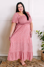 Load image into Gallery viewer, Smocked Midi Dress In Pink Ditsy Floral