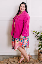 Load image into Gallery viewer, Button Down Stretchy Shacket In Malibu Pink
