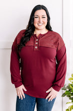 Load image into Gallery viewer, Henley Lace Front Top In Cherry