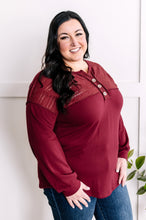 Load image into Gallery viewer, Henley Lace Front Top In Cherry