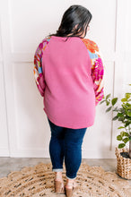 Load image into Gallery viewer, Waffle Knit Top With Floral Sleeves In Pretty Pink