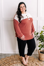 Load image into Gallery viewer, Lace Contrast Button Front Knit Top In Zinnia