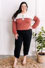 Load image into Gallery viewer, Lace Contrast Button Front Knit Top In Zinnia