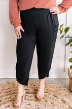 Load image into Gallery viewer, Cropped Tulip Hem Dressy Cargo Pants In Jet Black