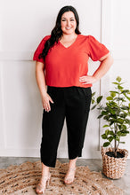 Load image into Gallery viewer, Cropped Tulip Hem Dressy Cargo Pants In Jet Black