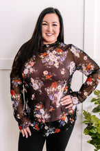 Load image into Gallery viewer, Sheer Floral Layering Mock Neck Top In Dark Florals