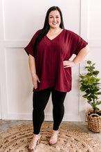 Load image into Gallery viewer, Oversized V Neck Blouse In Wine