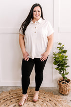 Load image into Gallery viewer, Sweatshirt Feel Button Front Collared Top In Bohemian Neutral
