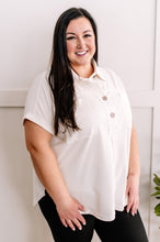 Load image into Gallery viewer, Sweatshirt Feel Button Front Collared Top In Bohemian Neutral