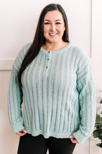 Load image into Gallery viewer, Fresh Aqua Knit Sweater With Functional Buttons