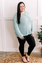 Load image into Gallery viewer, Fresh Aqua Knit Sweater With Functional Buttons