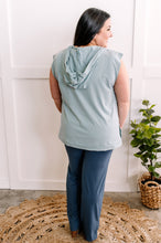 Load image into Gallery viewer, Sleeveless Hooded Top With Side Slit Detail In Jamaican Aqua