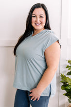 Load image into Gallery viewer, Sleeveless Hooded Top With Side Slit Detail In Jamaican Aqua